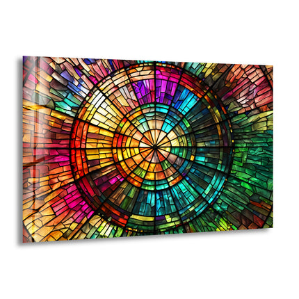 Rainbow Stained Glass Wall Art print on glass, glass printed photos