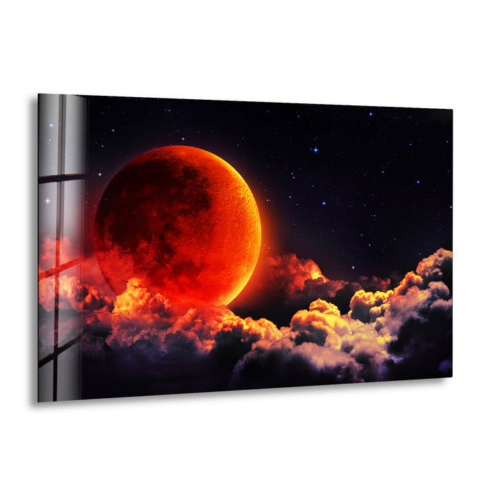 Blood Moon Glass Wall Art, print picture on glass, Tempered Glass Wall Art