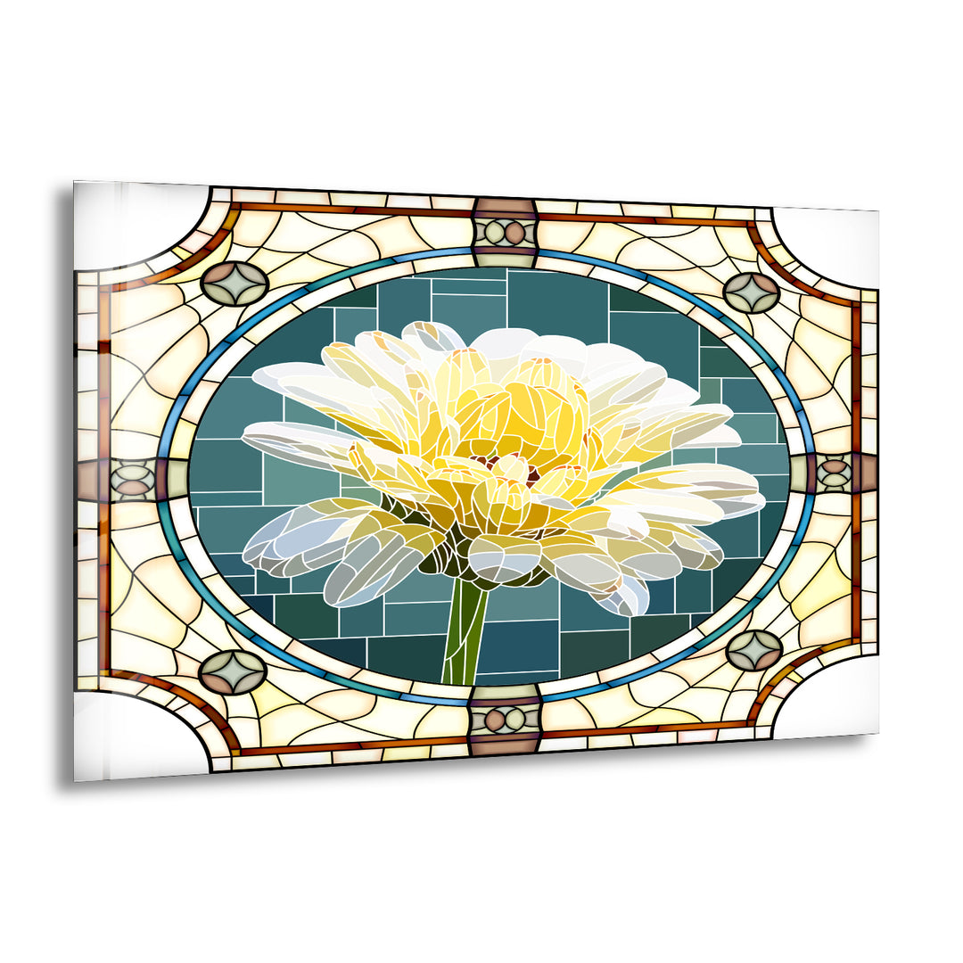 Stained Daisy Glass Wall Art glass art painting, glass art for the Wall