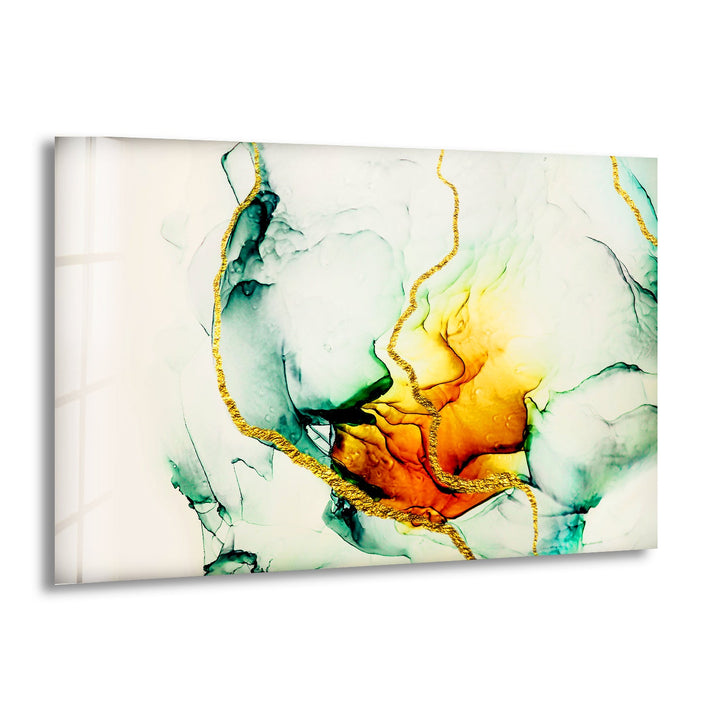 Green and Orange Abstract Glass Wall Art