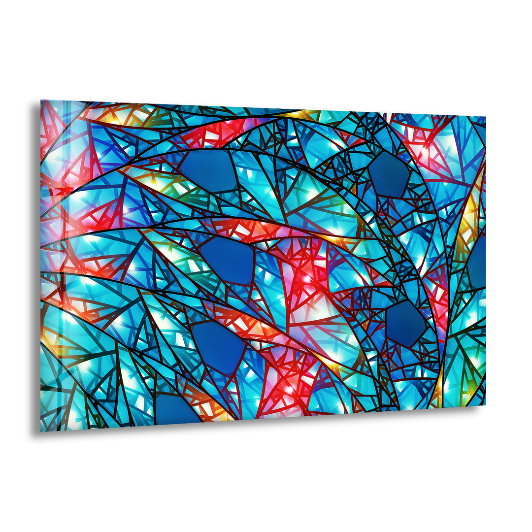 Blue Stained Abstract Glass Wall Art picture on glass wall art, photos printed on glass