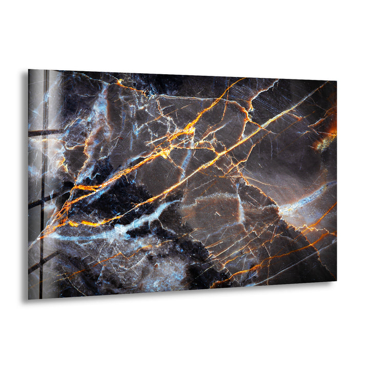 Dark Gray Marble with gold ink Glass Wall Art