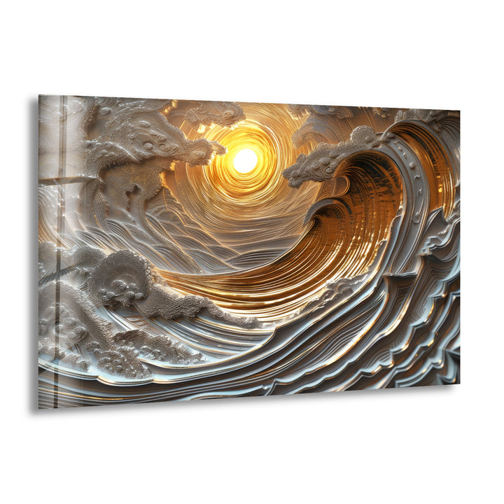 Sunset Abstract Painting Glass Wall Art