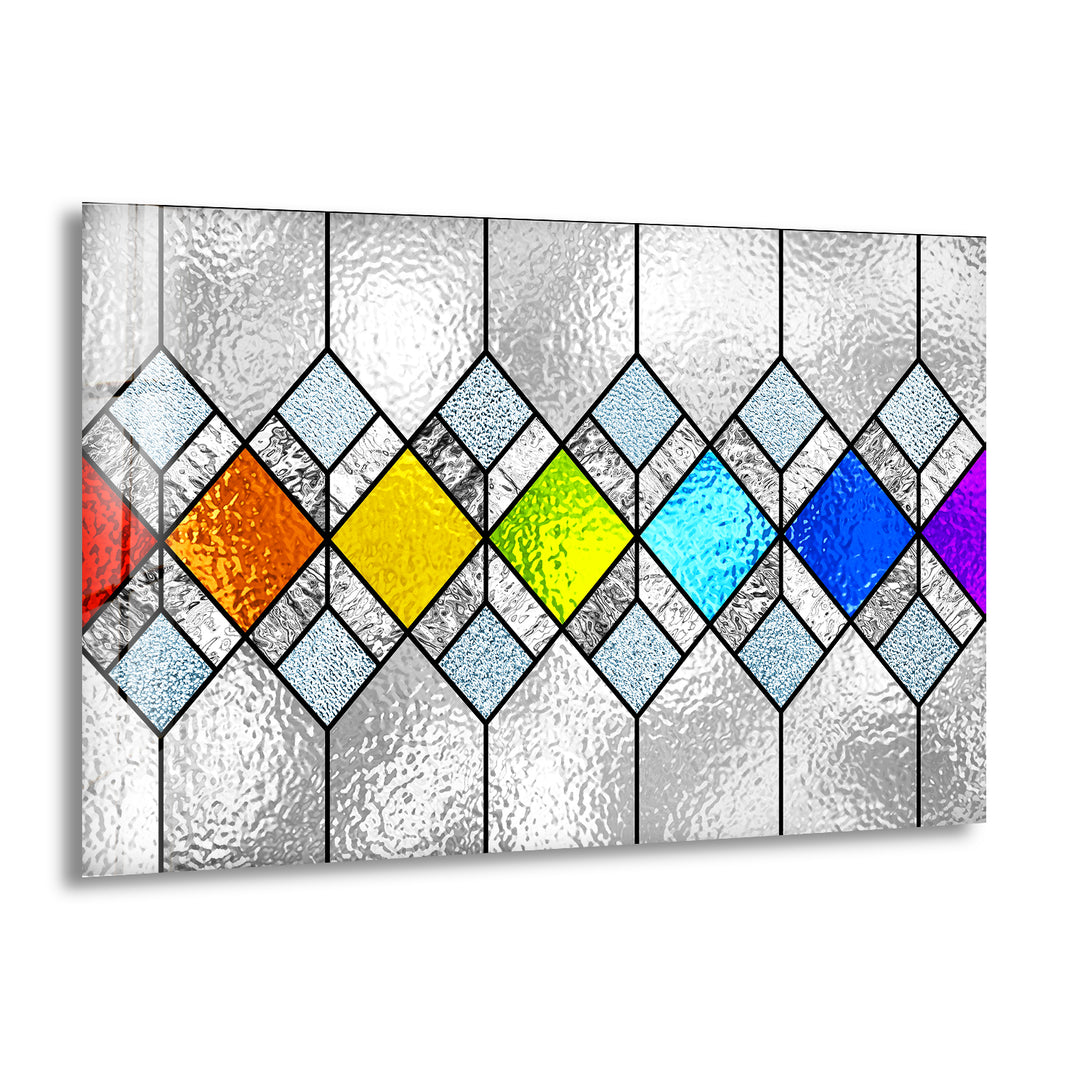 MultiColored Diamonds Glass Wall Art photo print on glass, prints on glass wall art