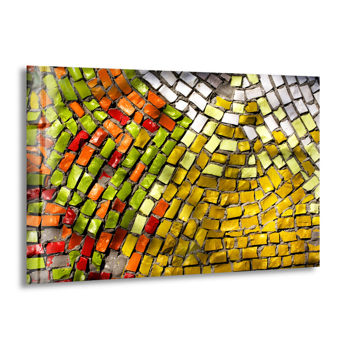 Mosaic Bricks Abstract Glass Wall Art