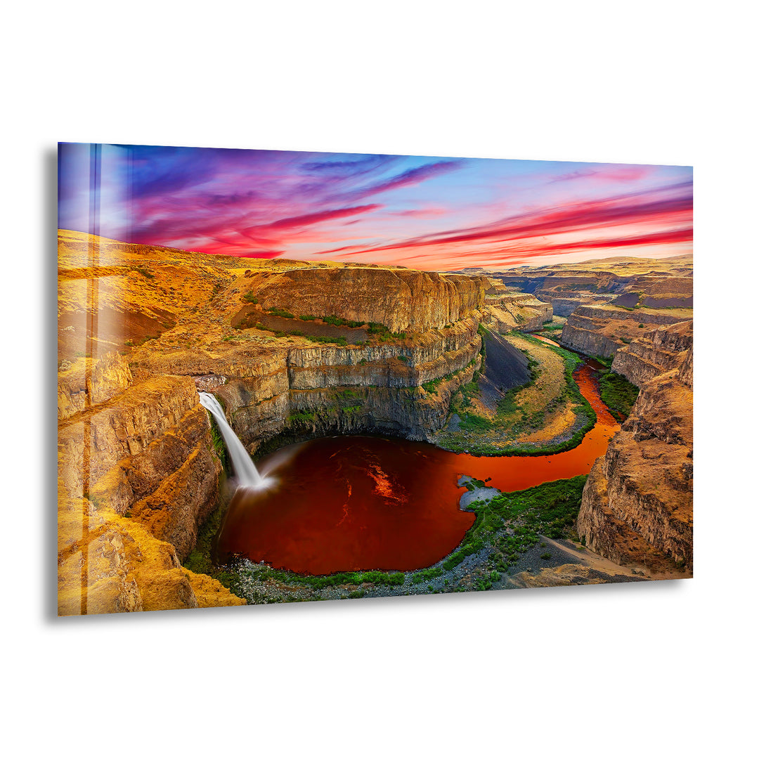 Washington Palouse Falls Glass Wall Art picture on glass wall art, photos printed on glass