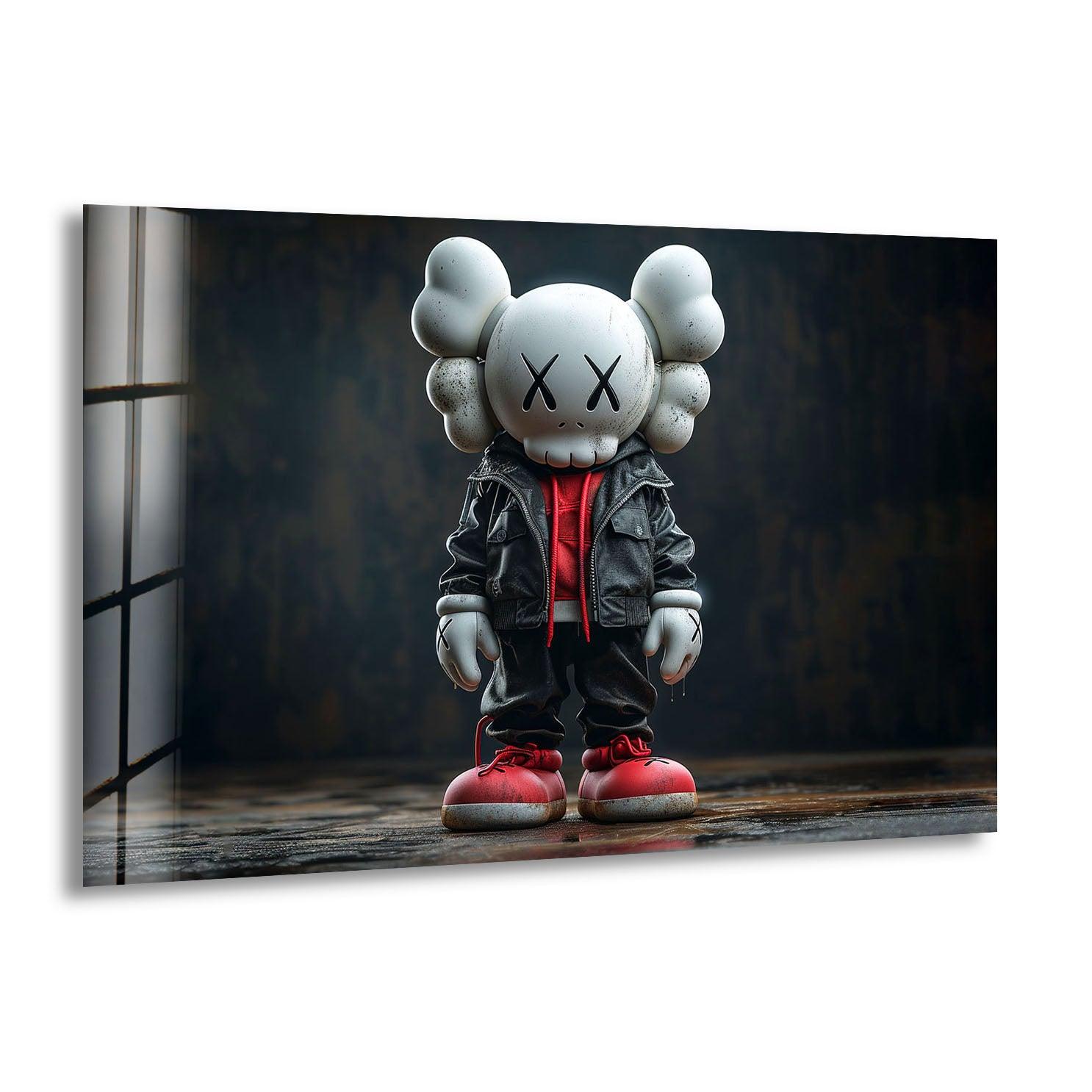 Kaws Black Glass Wall Art