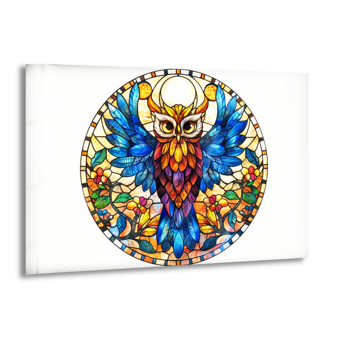 Owl Stained Acrylic Glass Wall Art glass image printing, glass prints from photos