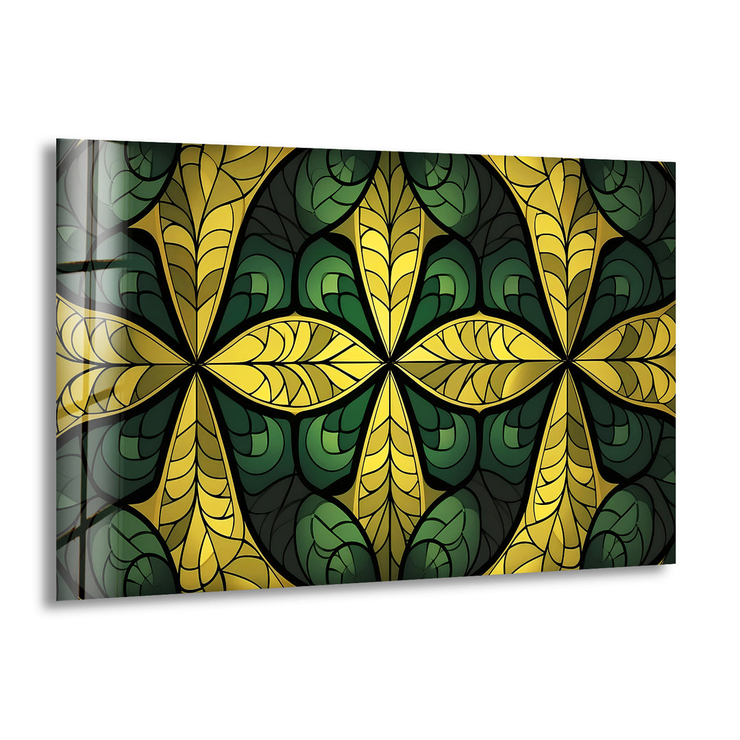 Green & Yellow Stained Glass Wall Art Glass Printing Wall Art, Print photos on glass