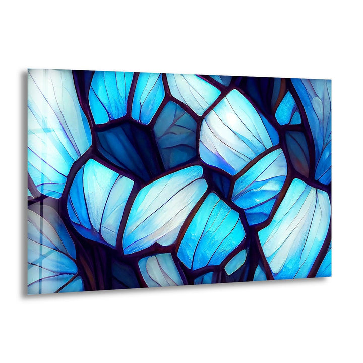 Stained Blue & White Glass Wall Art custom glass photo prints, large glass prints