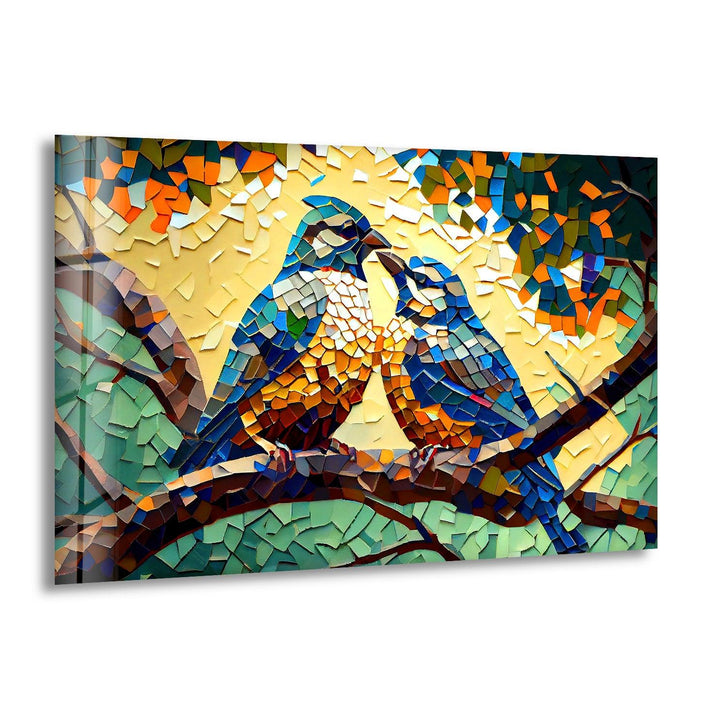 Mosaic of Birds Glass Wall ArtMosaic of Birds Glass Wall Art glass art painting, glass art for the Wall