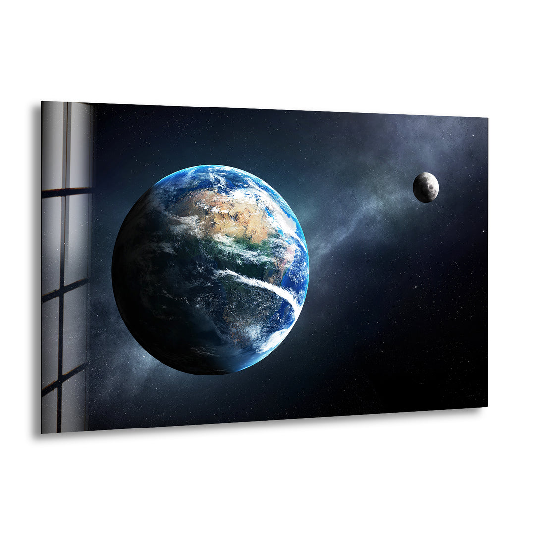 Earth Space Glass Wall Art, print on glass, glass printed photos