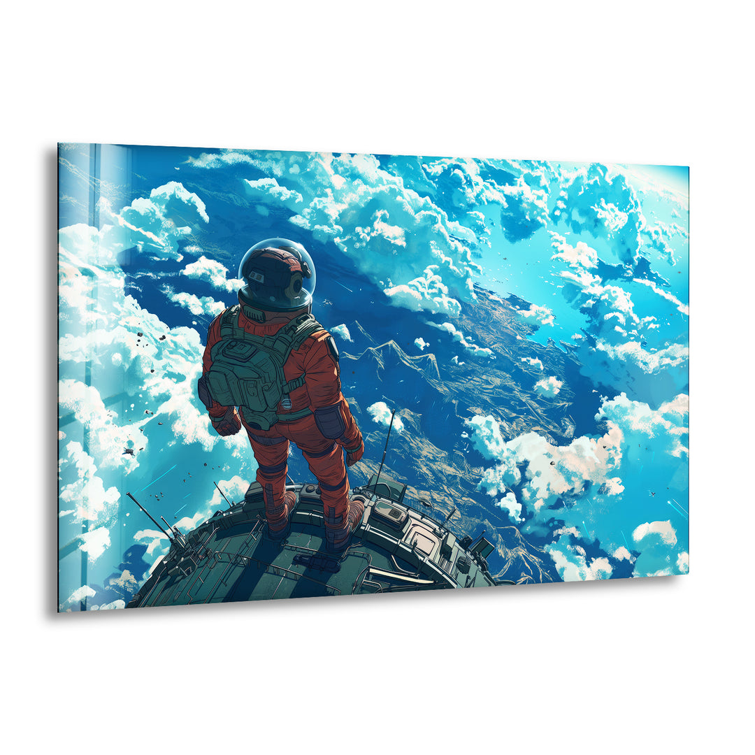 A Space Explorer Glass Wall Art, print picture on glass, Tempered Glass Wall Art