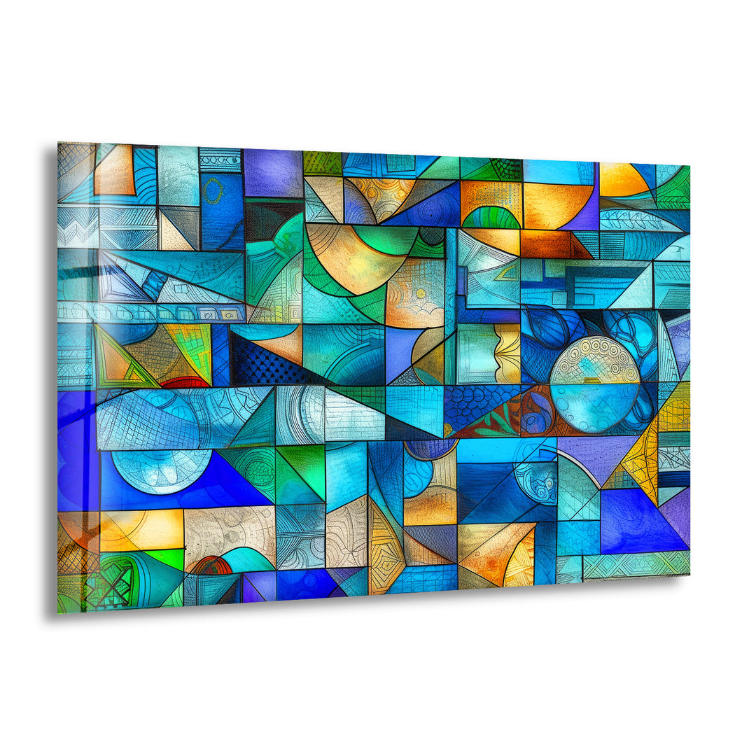 Geometric Colorful Glass Wall Art glass photo prints, glass picture prints