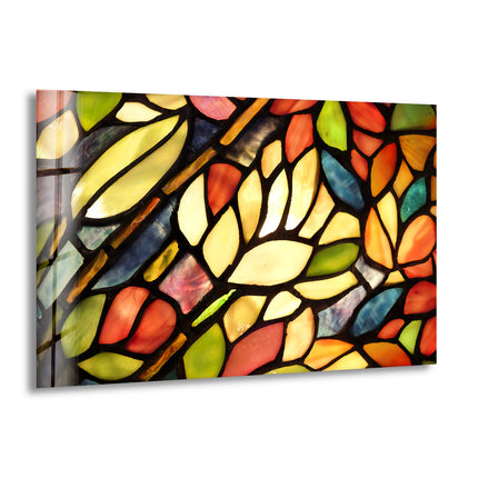 Stained Leaves Glass Wall Art custom glass photo prints, large glass prints