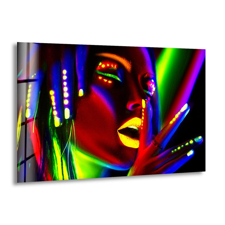 Vivid Neon Woman Cool Glass Art & Photo on Glass