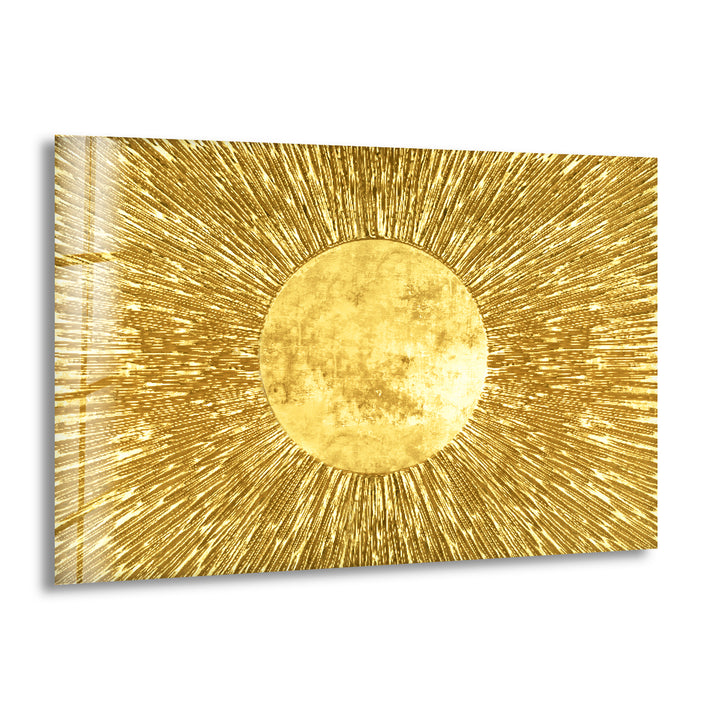 Illustration Gold Sunburst Glass Wall Art