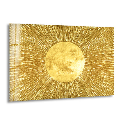 Illustration Gold Sunburst Glass Wall Art