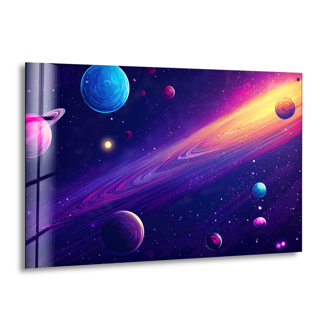 Color Galaxy Glass Wall Art, print on glass, glass printed photos