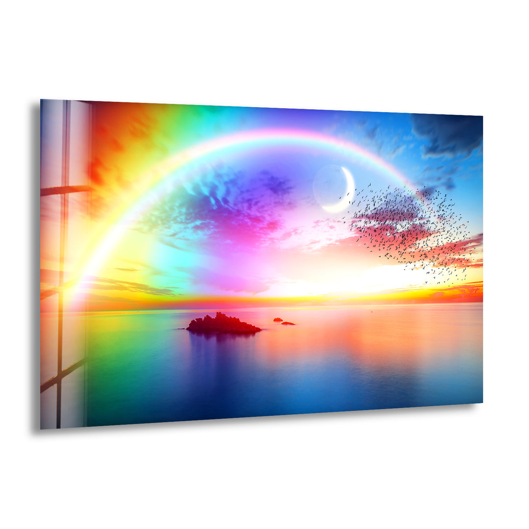 Rainbow Over The Sea Glass Wall Art large glass photo prints, glass wall photos