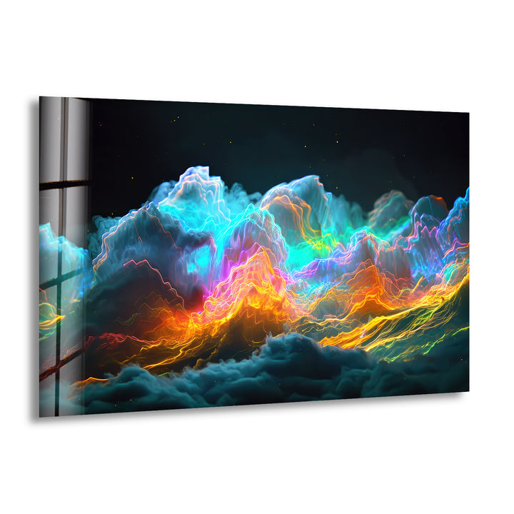 Vibrant Abstract Clouds Glass Wall Art