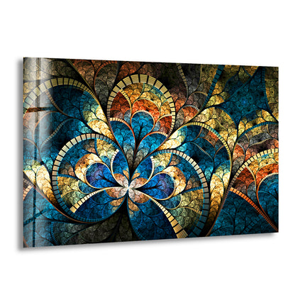 Fractal Mandala Flower Glass Wall Art for Living Room