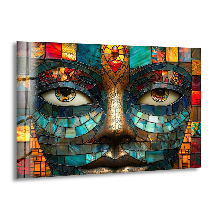 Mosaic Face with Colorful Eyes Cool Art Prints & Glass Wall Decor