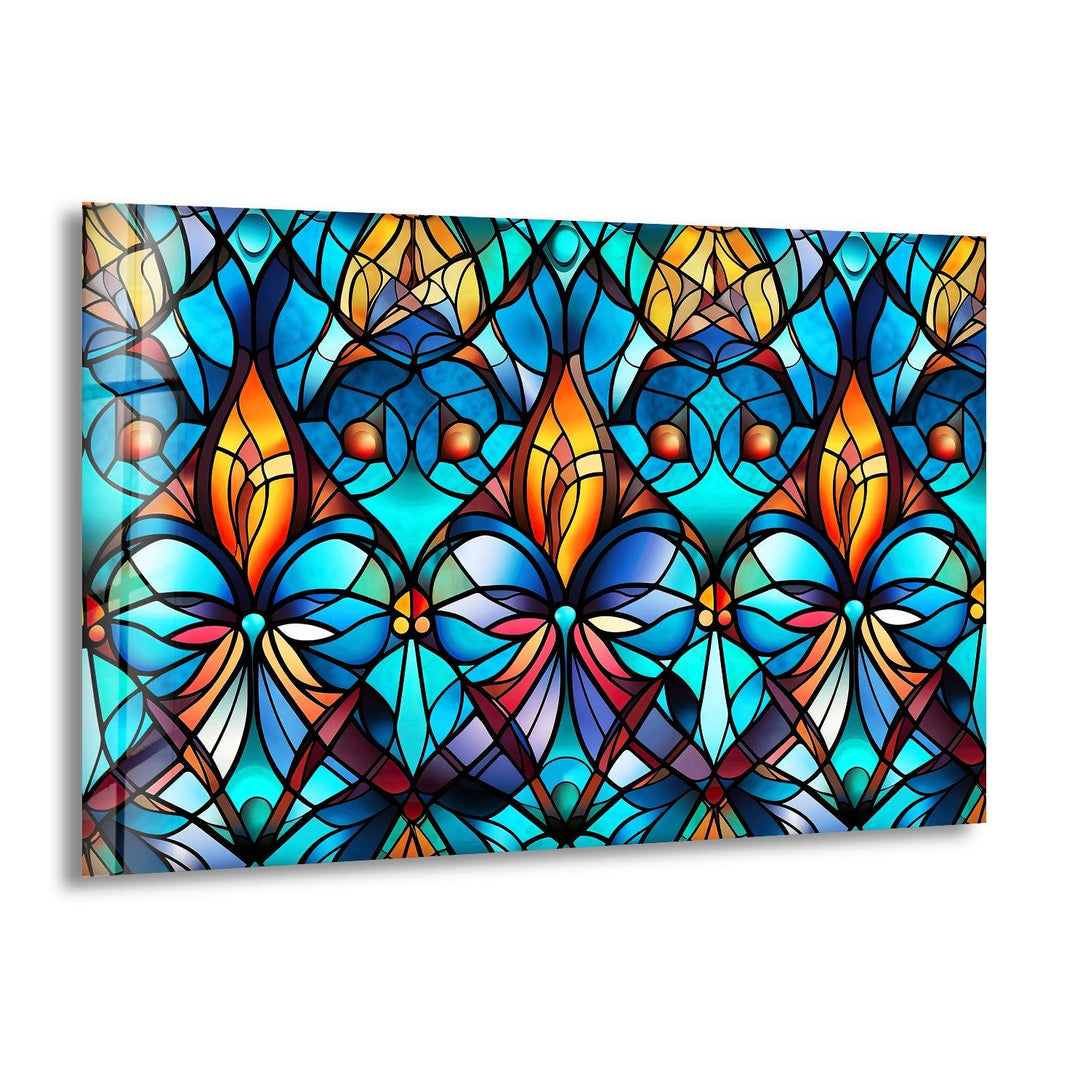 Blue Stained Art Glass Wall Art glass art painting, glass art for the Wall