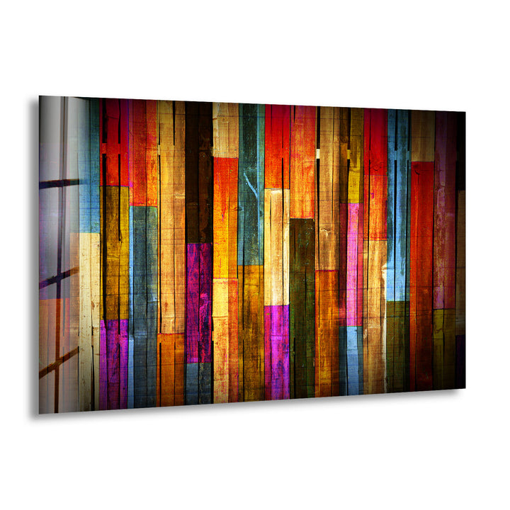 Colorful Wood Panels Glass Wall Art