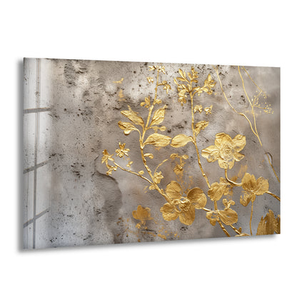 Abstract Gold Flowers Glass Wall Art Our modern glass wall art will make your living room look better, or you can choose glass wall art for the living room to make a captivating center point. Our glass wall hanging choices make it easy and stylish to show off glass art, glass panel art, and glass panel artwork. With glass photo prints, you can keep your favorite memories alive forever as photographs or pictures on glass that look like they're coming to life.