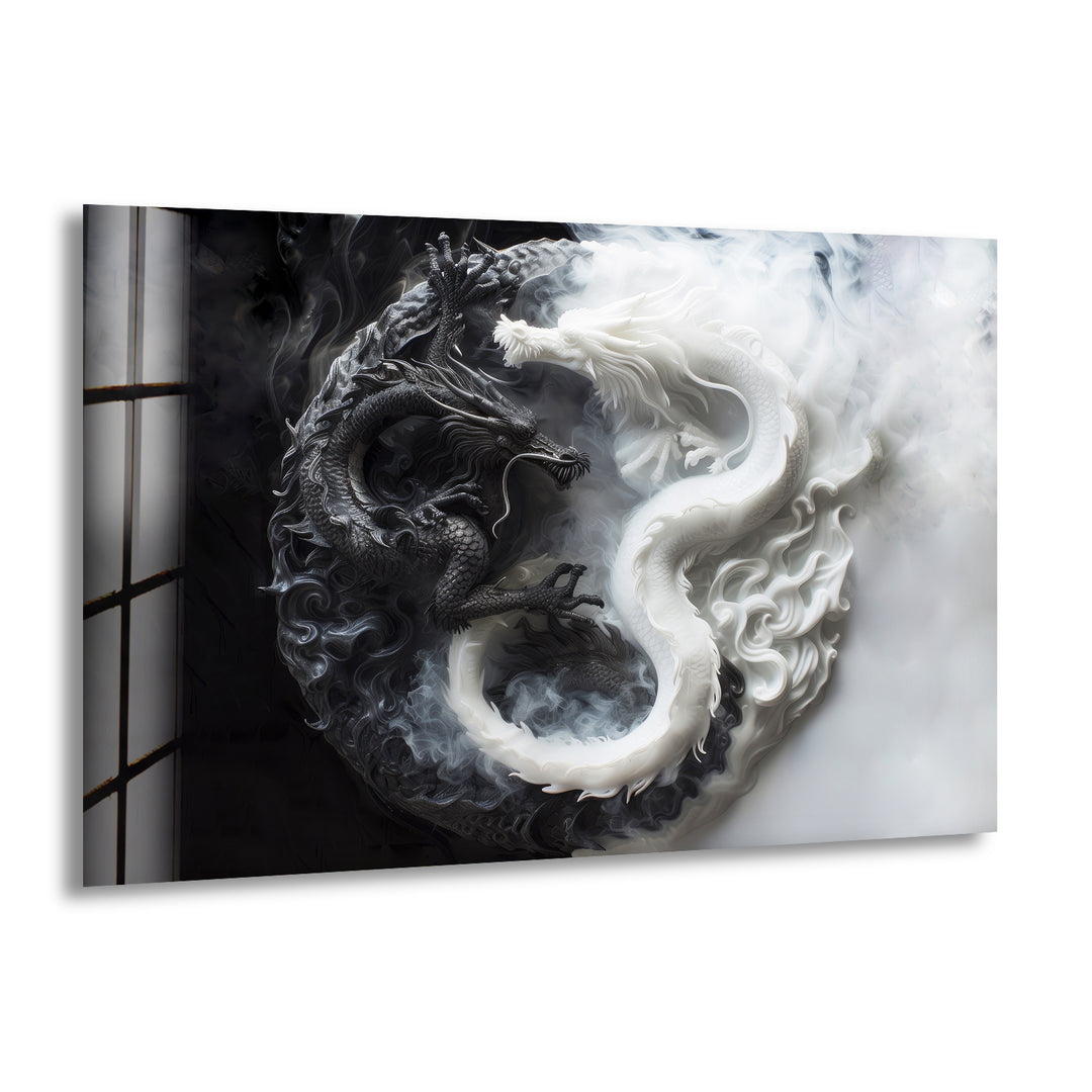 Yin Yang Dragons Cool Glass Art & Print on Glass