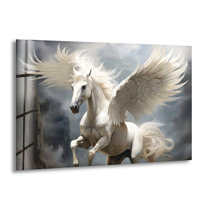 White Wing Horse Glass Wall Art art glass wall art, glass wall art pictures