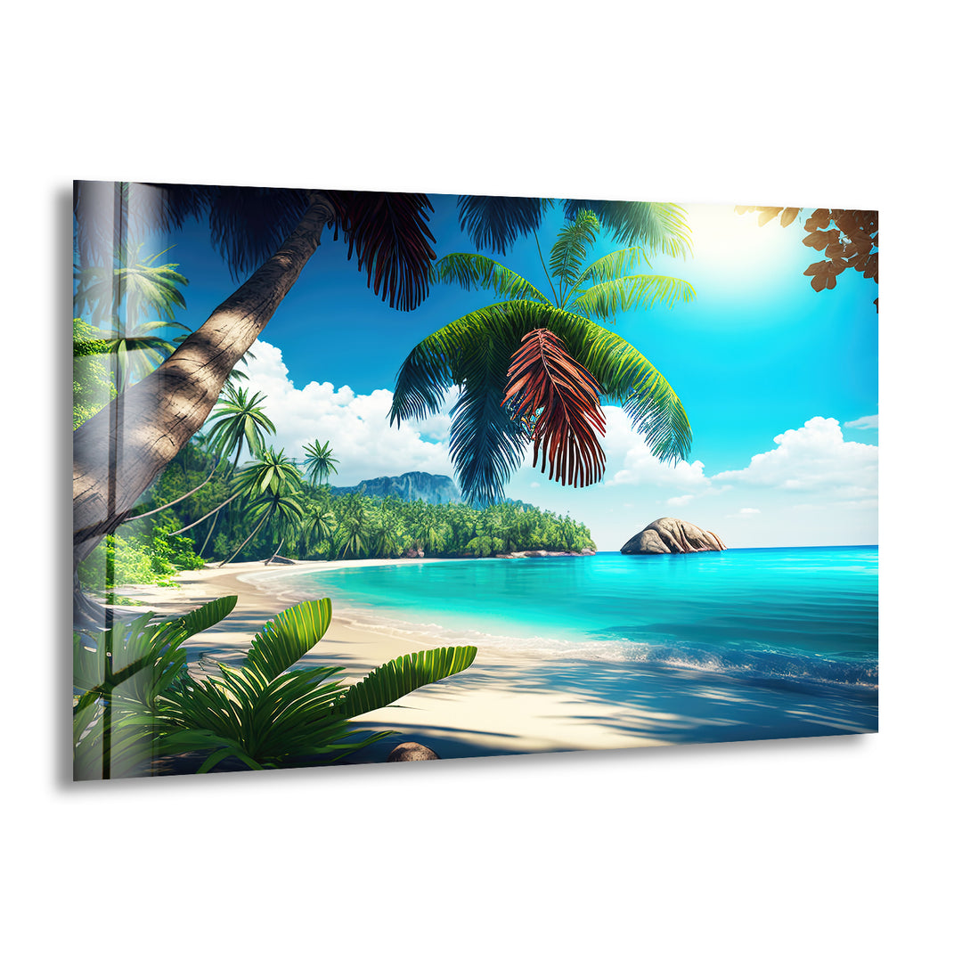 Tropical Island & Palm Trees Glass Wall Art large glass photo prints, glass wall photos