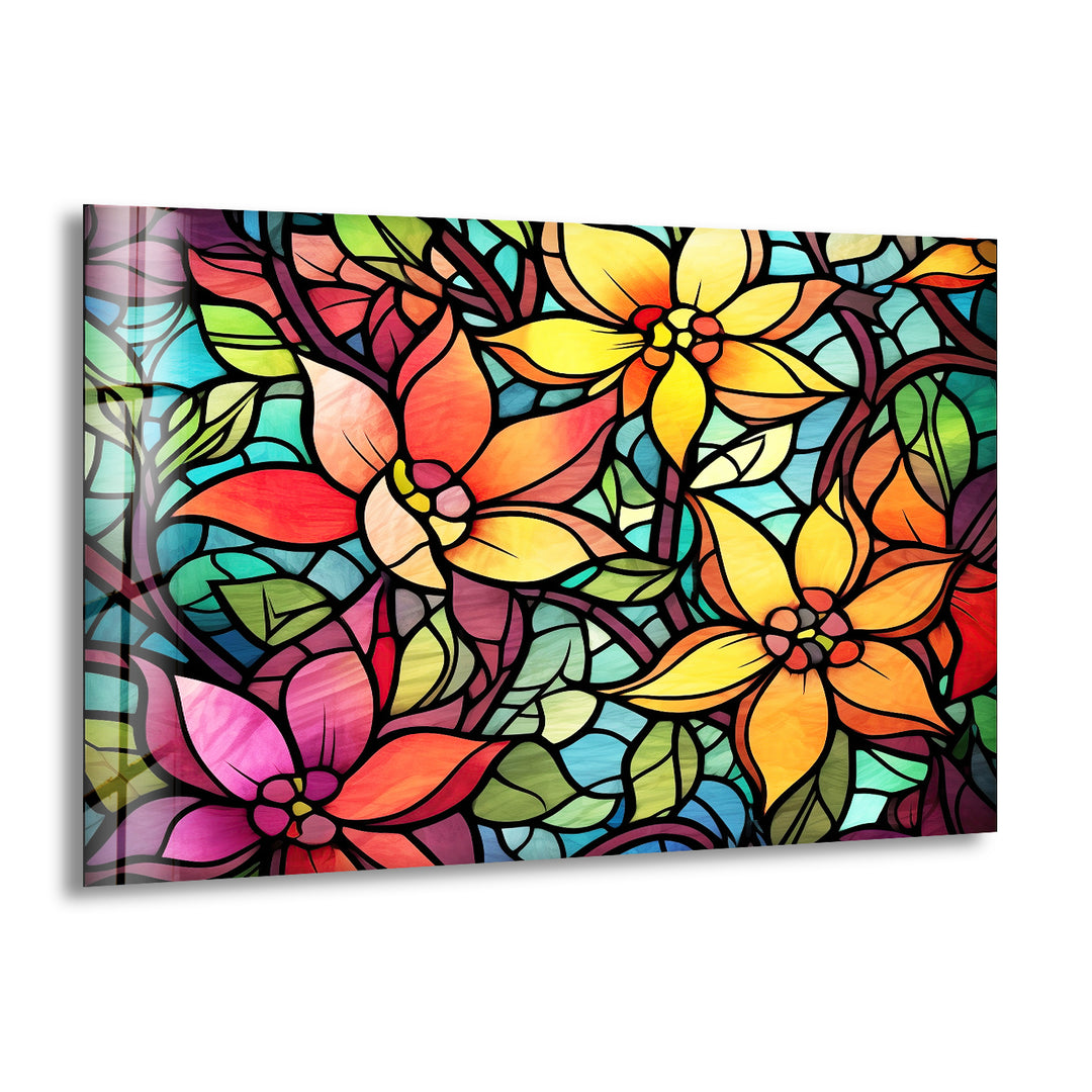 Multicolored Flowers Glass Wall Art large glass photo prints, glass wall photos