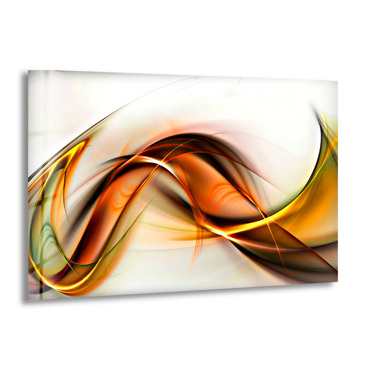 Orange Abstract Glass Wall Art - yellow Fractal Wall Art