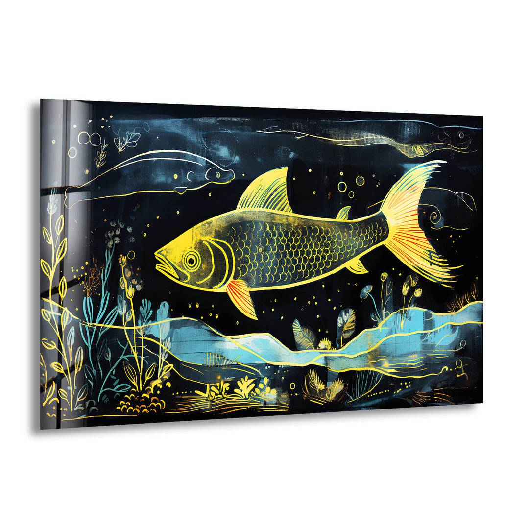 Fish Painting Glass Wall Art glass photo prints, glass picture prints