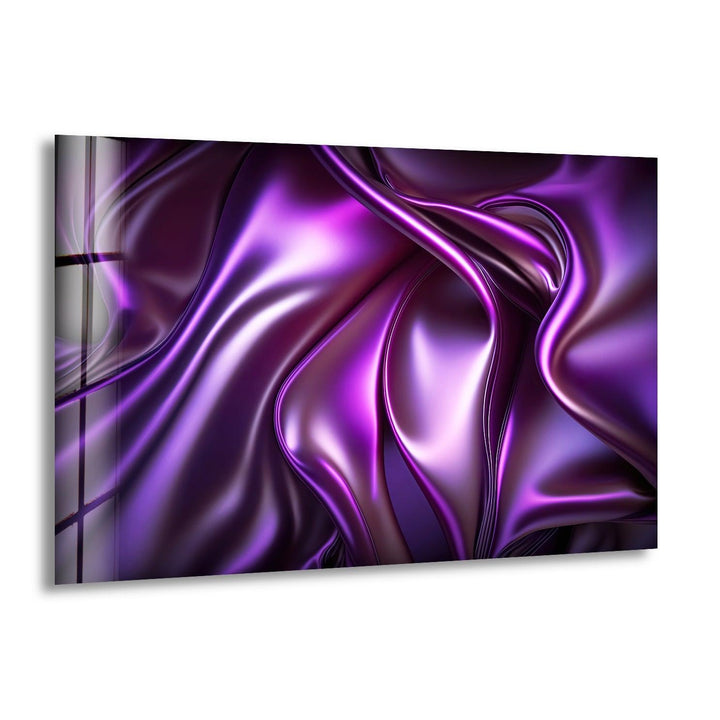 Shiny Fluid Purple Wavy Glass Wall Art