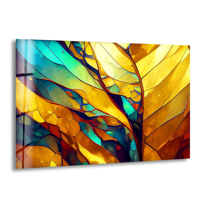 Stained Gold & Yellow Glass Wall Art glass pictures for Wall, glass prints wall art