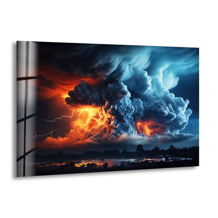 View of Thunderstorm Cloud Glass Wall Art