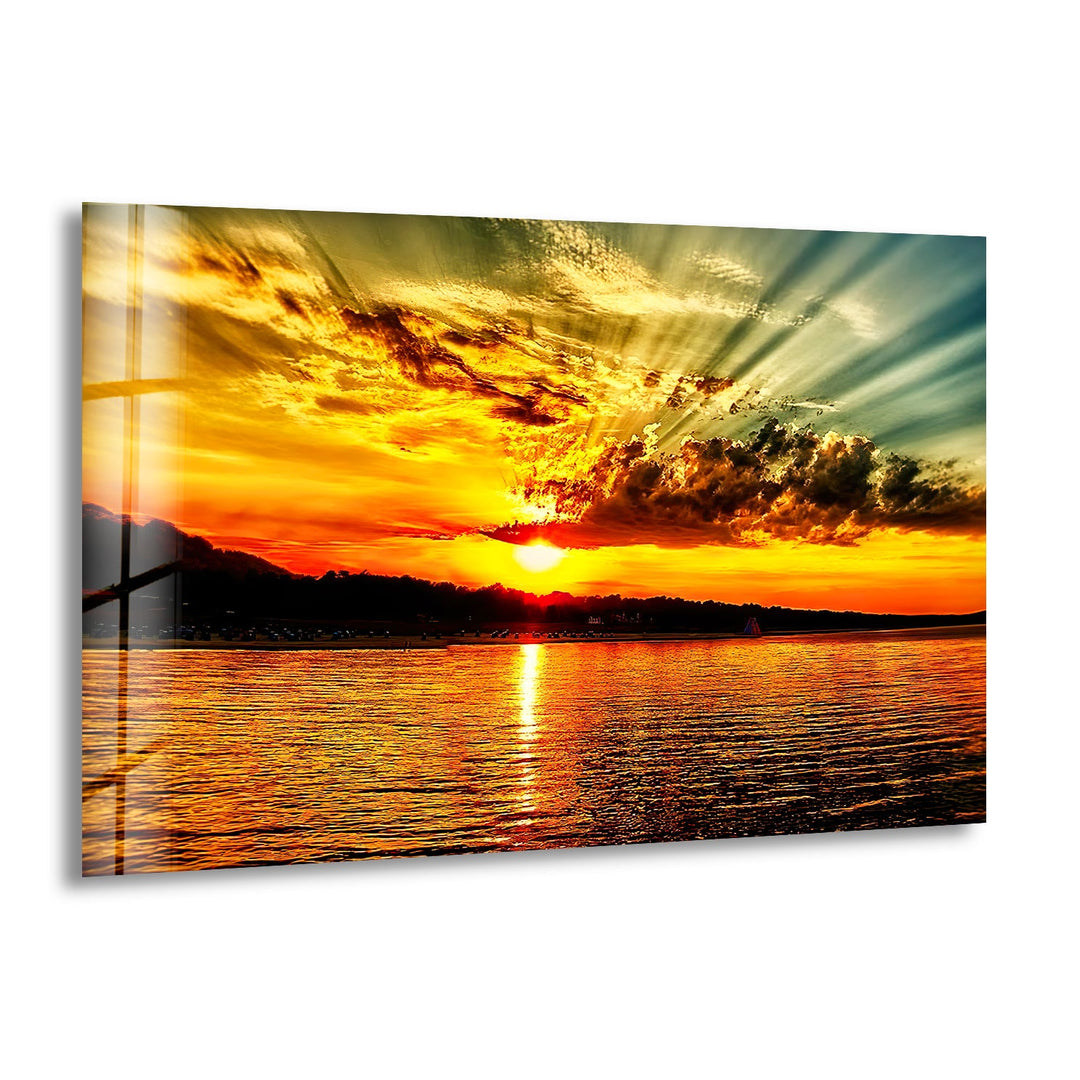 Gold Sunset Glass Wall Art glass photo prints, glass picture prints