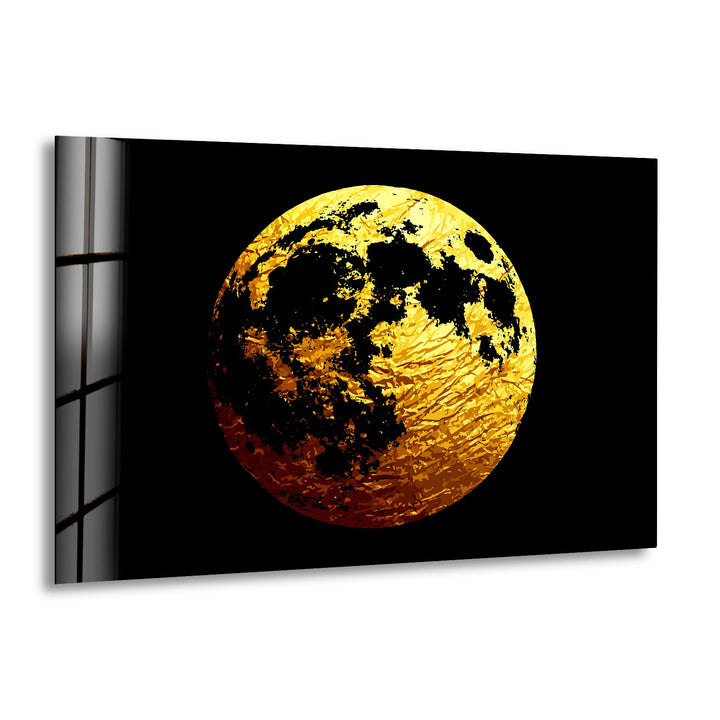 Golden Moon Glass Wall Art, print on glass, glass printed photos