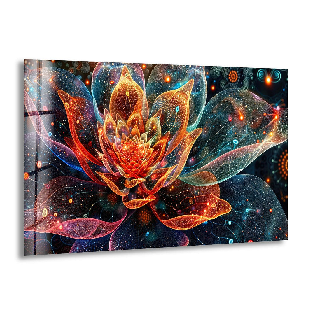 Vivid Botanical Colorful Flower Glass Wall Art glass art painting, glass art for the Wall
