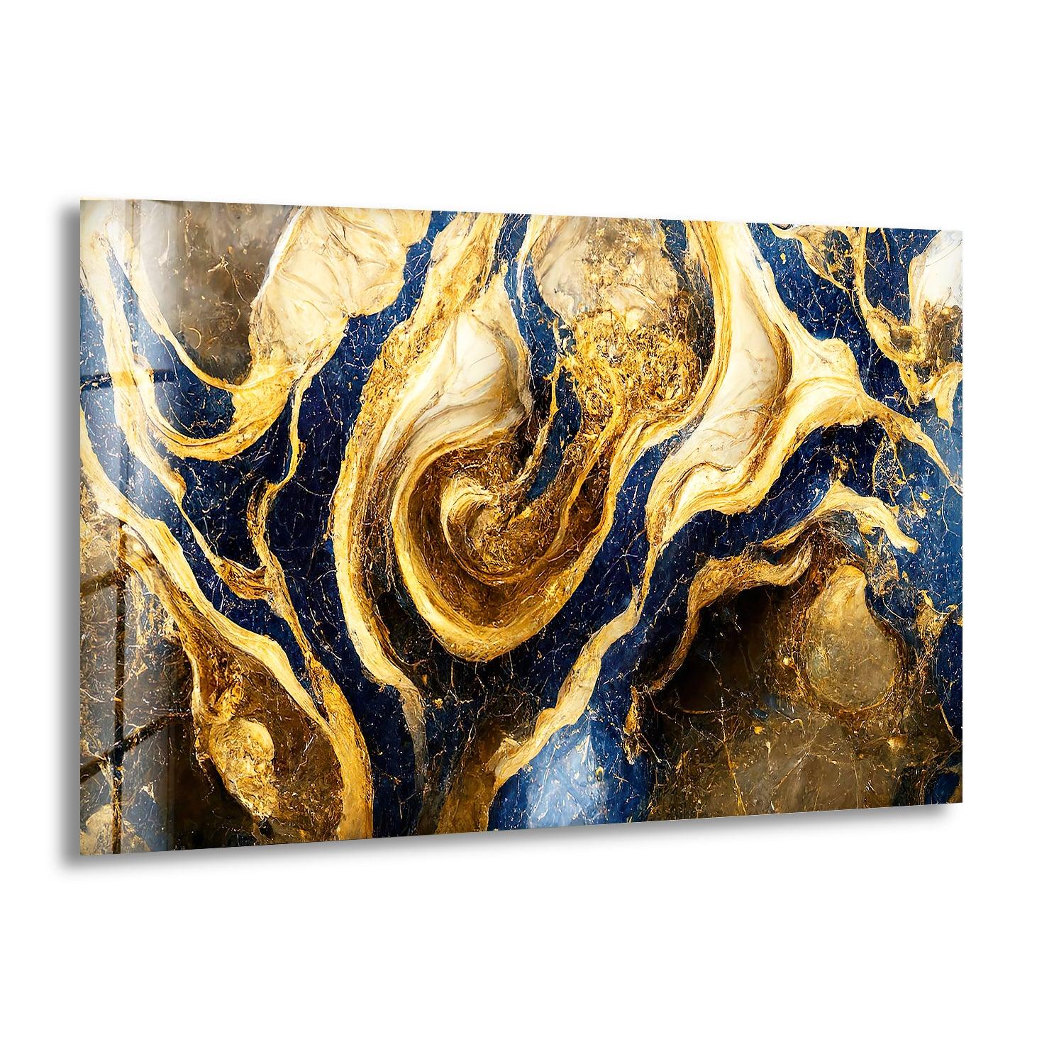 Gold Marble Abstract Glass Wall Art