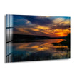 Colorful Sunset On The Lake Glass Wall Art glass art painting, glass art for the Wall