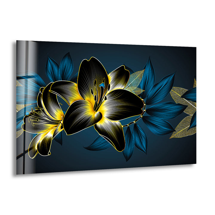 Flower Dark Abstract Glass Wall Art