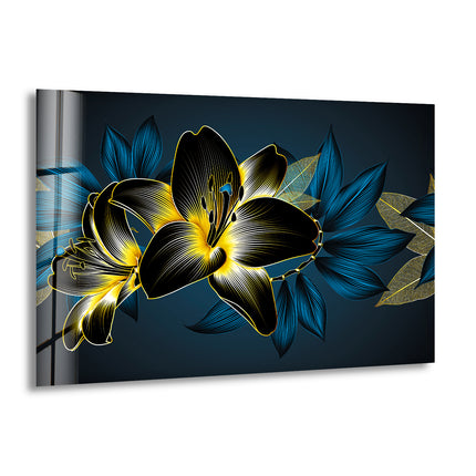 Dark Abstract Flower Glass Wall Art