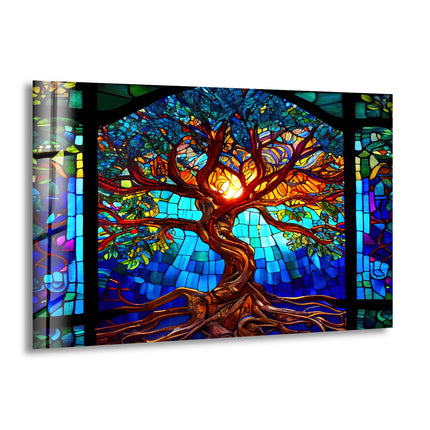 Stained Life of Tree Glass Wall Art