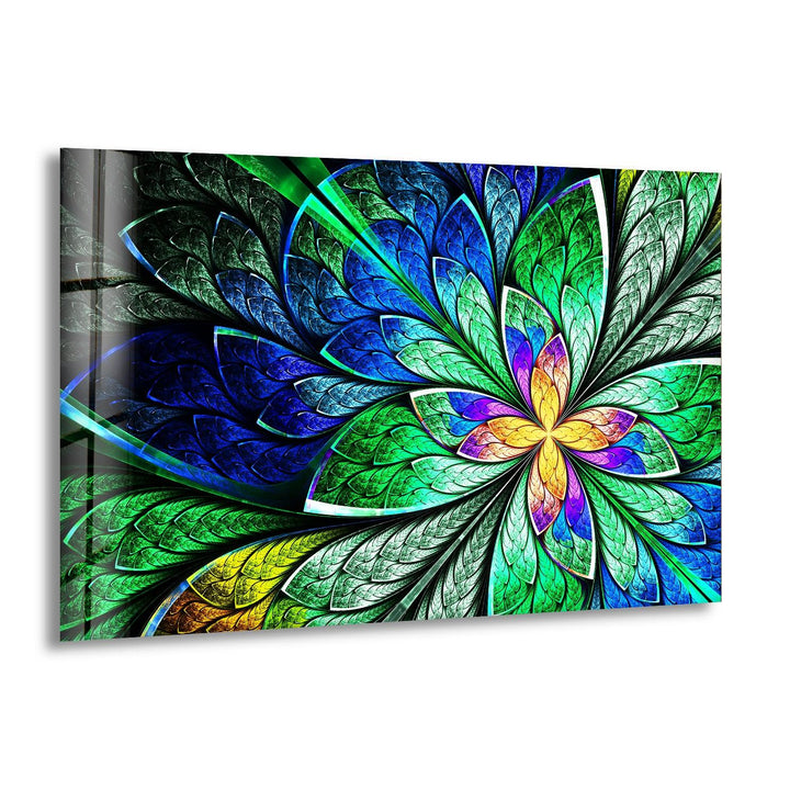 Fractal Style Stained Flower Glass Wall Art