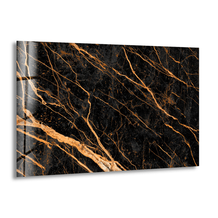 Dark Marble with Gold Veins Glass Wall Art