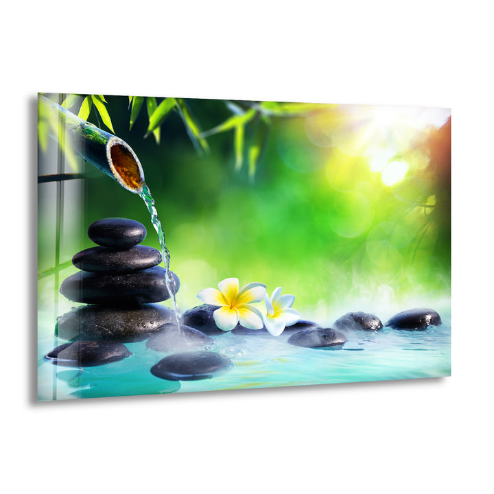 Green Zen Spa Stone Glass Wall Art & Cool Home Decor